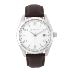 Montre homme, boîte acier, bracelet cuir et verre minéral