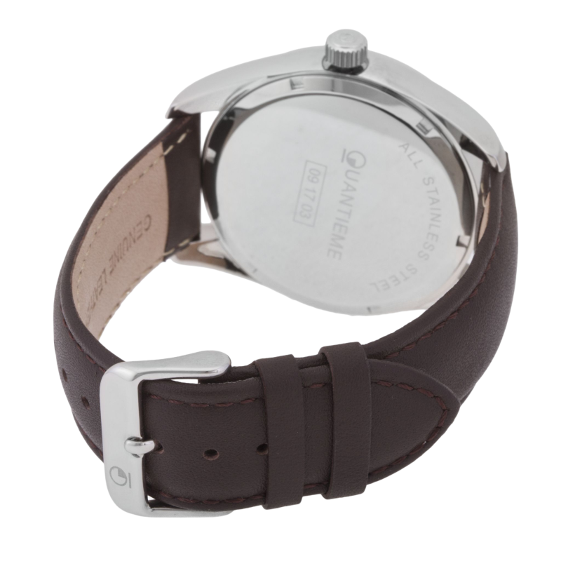 Montre homme, boîte acier, bracelet cuir et verre minéral