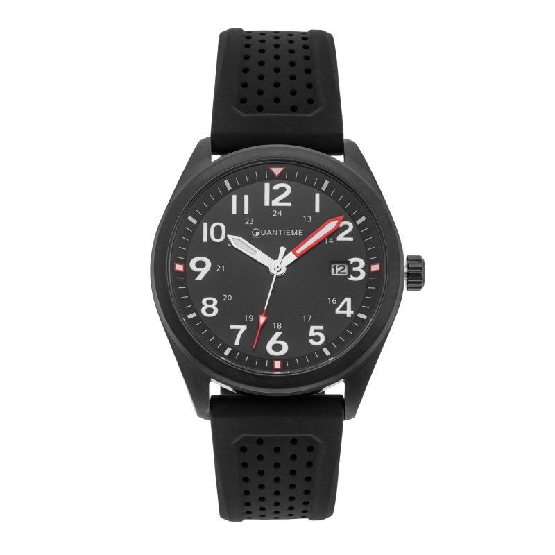 Montre homme, boite en acier, bracelet en silicone et verre minéral