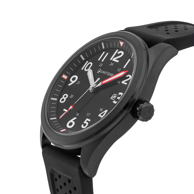 Montre homme, boite en acier, bracelet en silicone et verre minéral