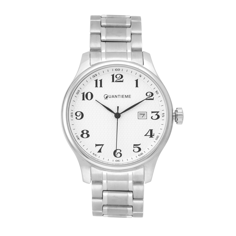 Montre homme, boîte et bracelet en acier, verre minéral
