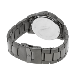 Montre homme, boîte acier gris, bracelet acier gris et verre minéral.