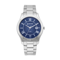 Montre homme, boîte acier, bracelet acier et verre minéral