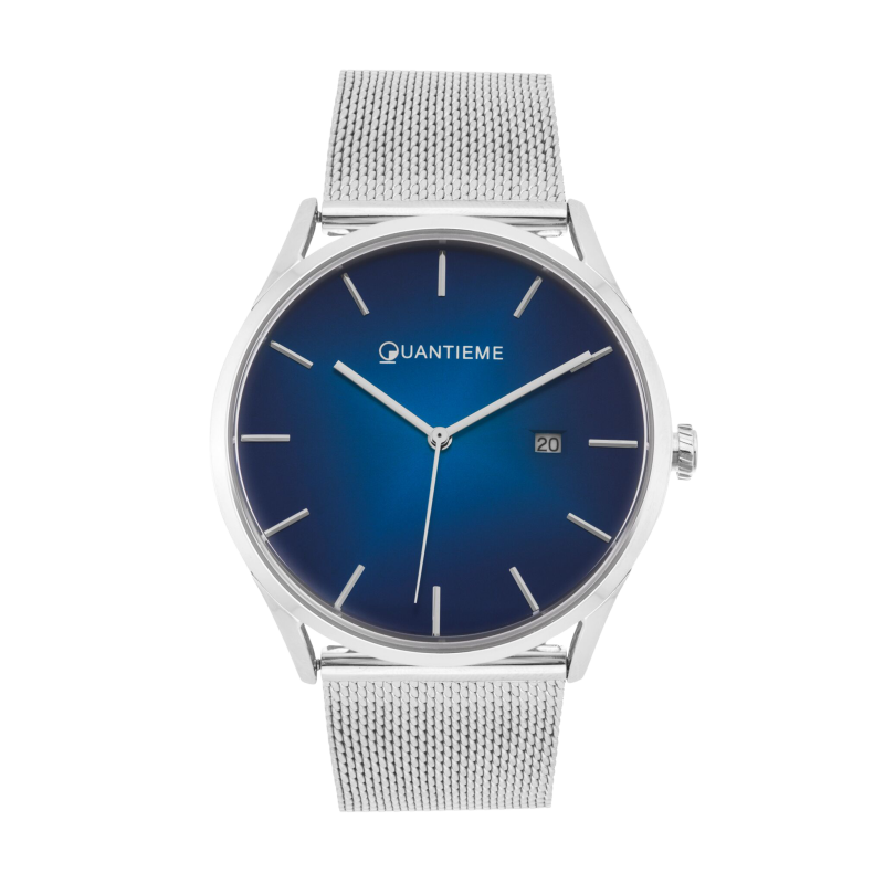 Montre homme, boîte en acier, bracelet en acier et verre minéral