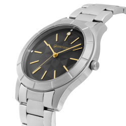 Montre homme, boite en acier, bracelet en acier et verre minéral