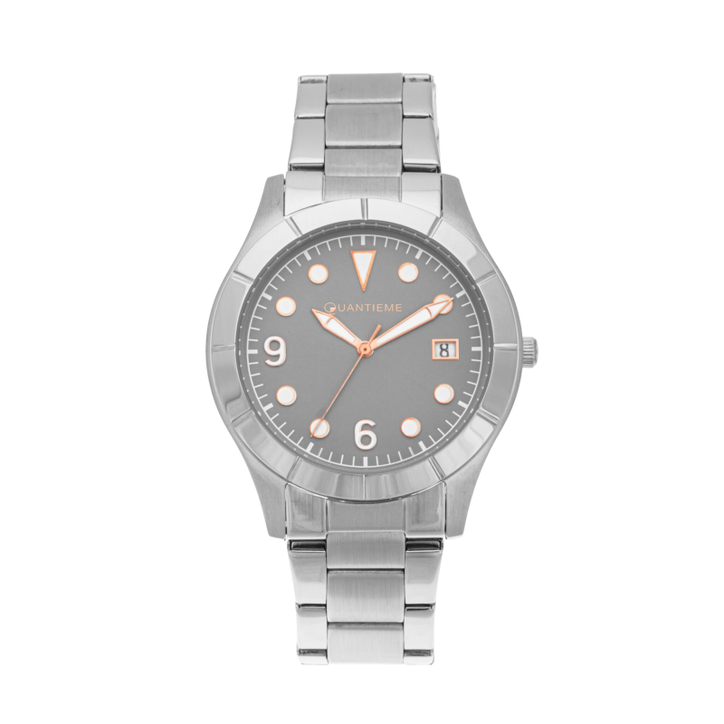 Montre homme, boîte et bracelet en acier, verre minéral