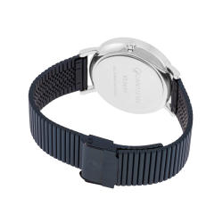 Montre homme, boite et bracelet en acier bleu, verre minéral