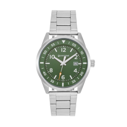 Montre homme, boîte acier, bracelet acier et verre minéral