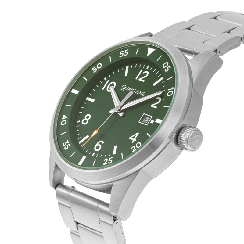 Montre homme, boîte acier, bracelet acier et verre minéral