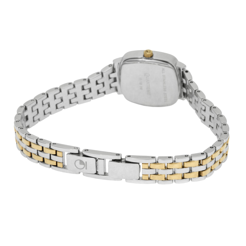 Montre femme, boîte et bracelet acier et acier doré, verre minéral