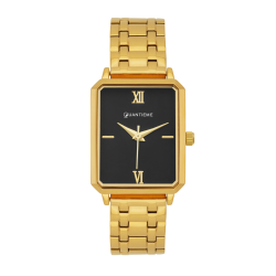 Montre dame, boîte acier doré, bracelet acier doré et verre minéral