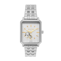 Montre femme automatique, boîte et bracelet acier, verre minéral