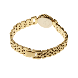 Montre dame, boîte acier doré, bracelet acier doré et verre minéral
