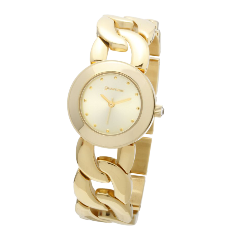 Montre dame, boîte et bracelet en acier doré