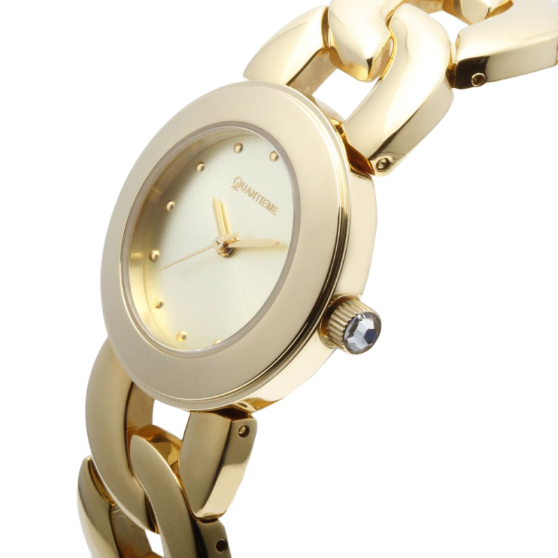 Montre dame, boîte et bracelet en acier doré