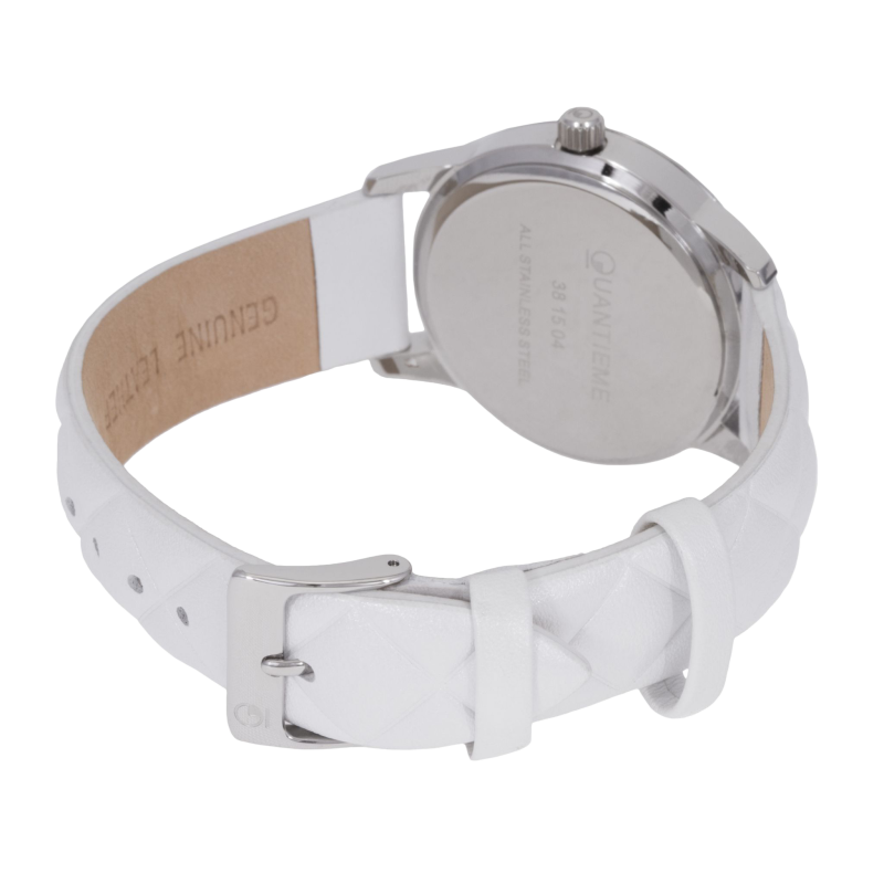 Montre femme, boîte acier, bracelet cuir et verre minéral