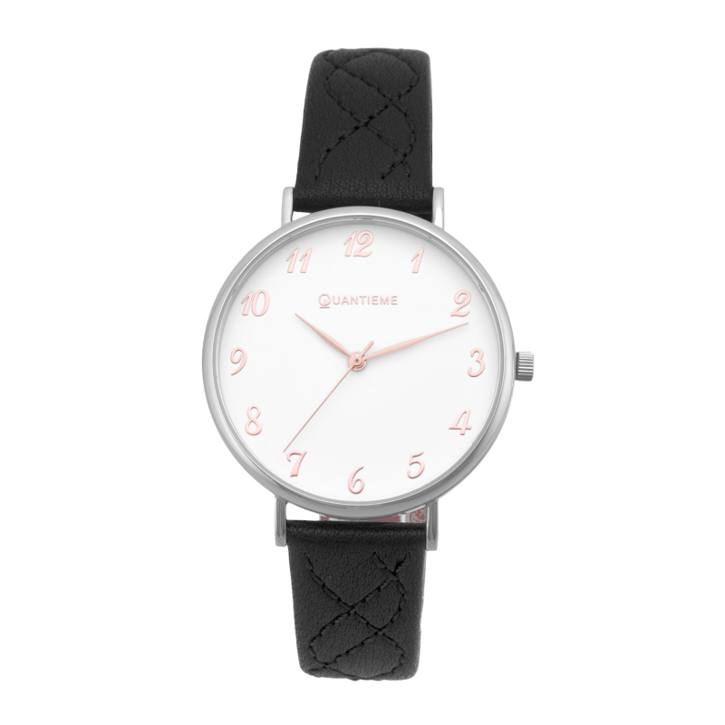 Montre femme, boite acier, bracelet cuir et verre minéral