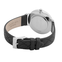 Montre femme, boite acier, bracelet cuir et verre minéral