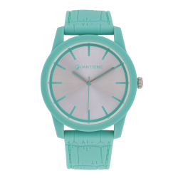 Montre femme, boîte en plastique, bracelet en silicone et verre minéral