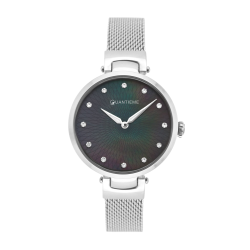 Montre femme, boite et bracelet en acier, verre minéral et cadran nacré