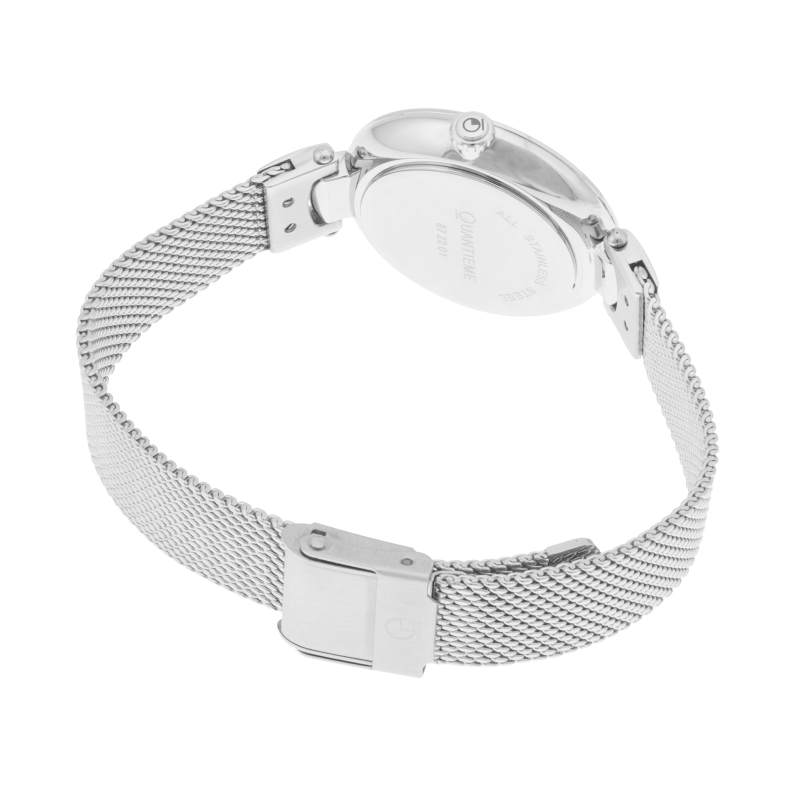Montre femme, boite et bracelet en acier, verre minéral et cadran nacré