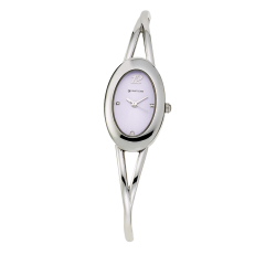 Montre dame, boîte acier, bracelet acier et verre minéral