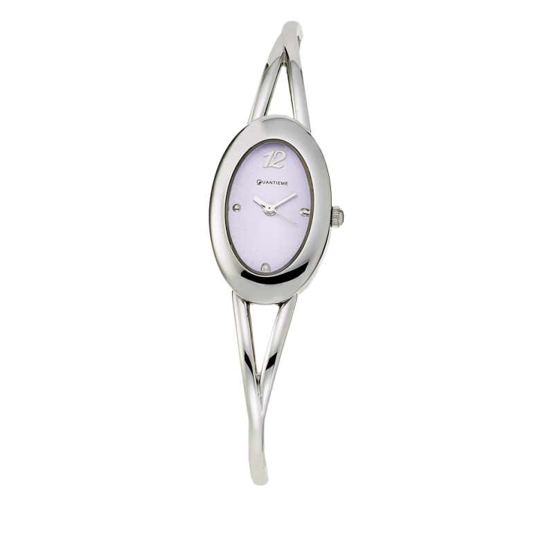 Montre dame, boîte acier, bracelet acier et verre minéral