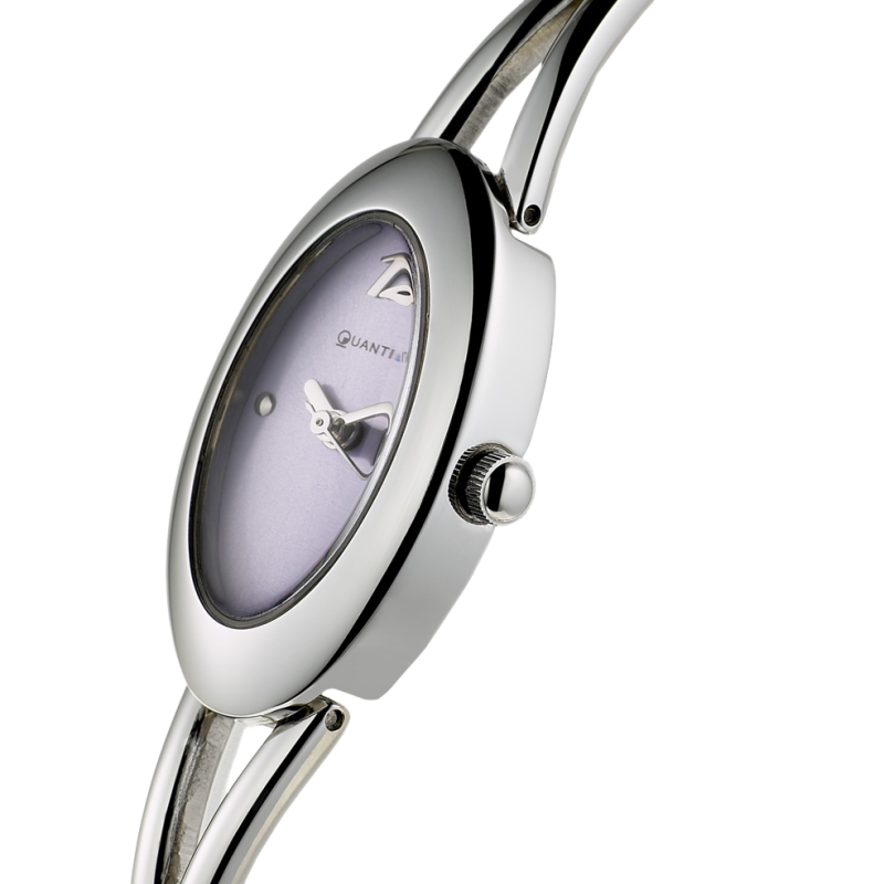 Montre dame, boîte acier, bracelet acier et verre minéral