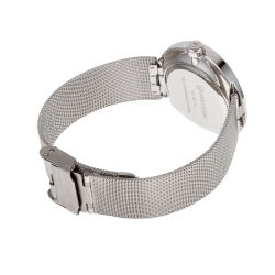 Montre dame, boite en acier, bracelet en acier et verre minéral
