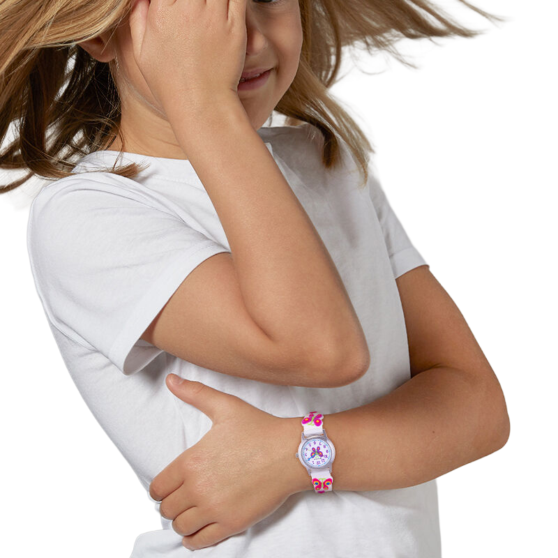 Montre, boîte acier, bracelet silicone, verre minéral, kids