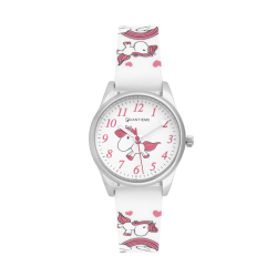 Montre fille, , boîte acier, bracelet silicone et verre minéral, kids