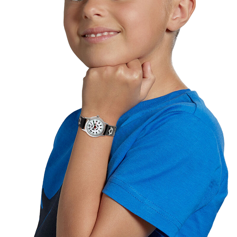 Montre, boîte acier, bracelet silicone, verre minéral, kids
