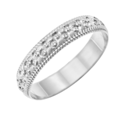 Alliance en or gris, perlée 4 mm