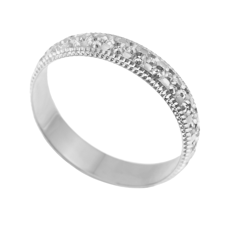 Alliance en or gris, perlée 4 mm