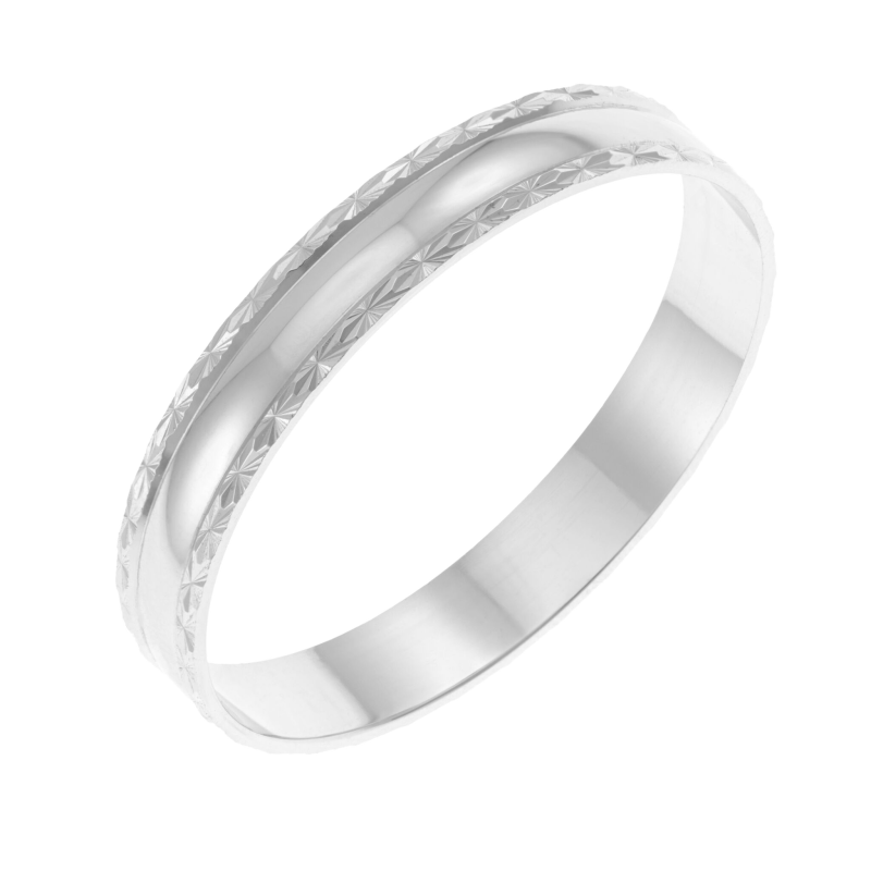 Alliance fantaisie en or gris, 4 mm