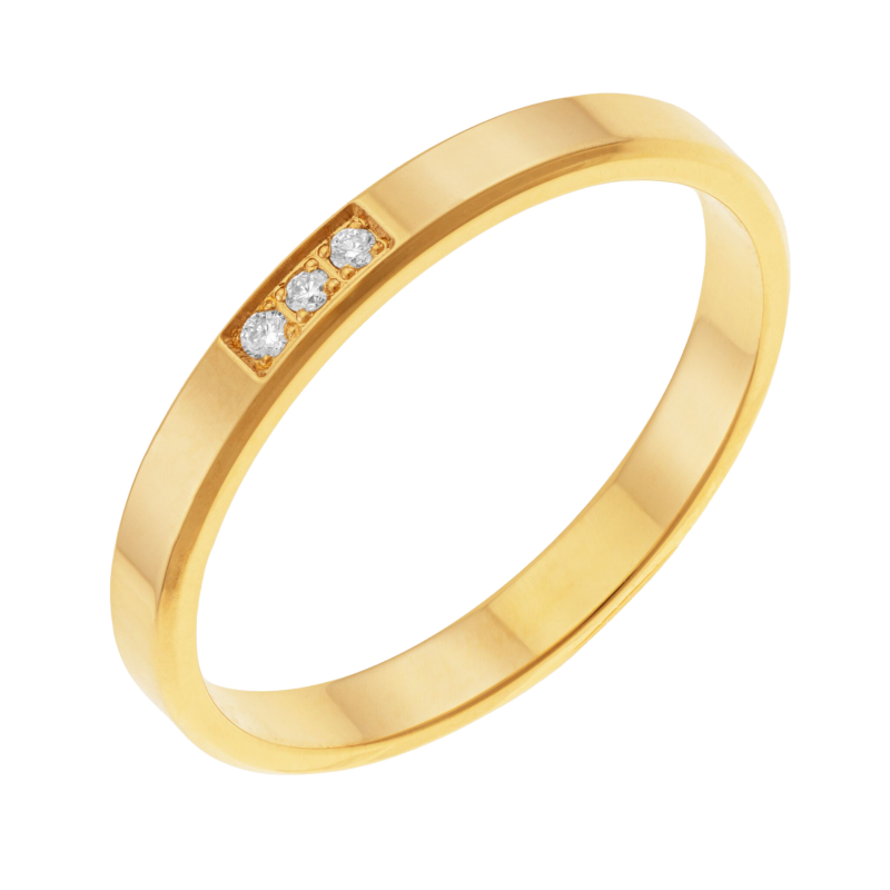 Alliance en or jaune et diamants, 2.5mm