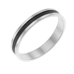 Alliance en or gris et carbone, 4 mm
