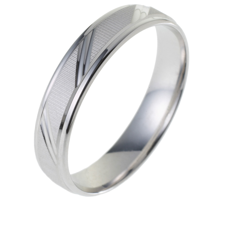 Alliance en or gris mate et lisse, largeur 4,5 mm