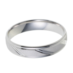 Alliance en or gris mate et lisse, largeur 4,5 mm