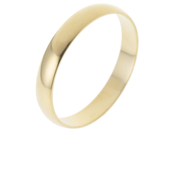 Alliance demi jonc en or jaune, largeur 3 mm