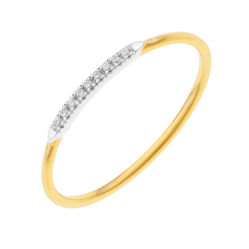 Demi alliance en or jaune et rhodié et diamants