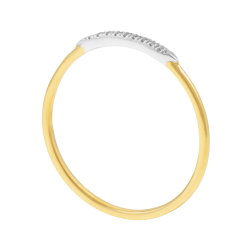 Demi alliance en or jaune et rhodié et diamants