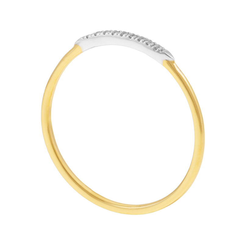 Demi alliance en or jaune et rhodié et diamants