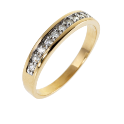 Demi alliance en or rhodié et diamants