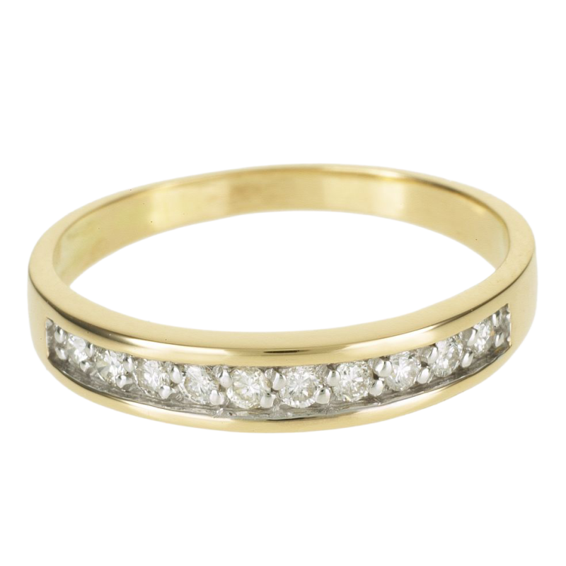Demi alliance en or rhodié et diamants