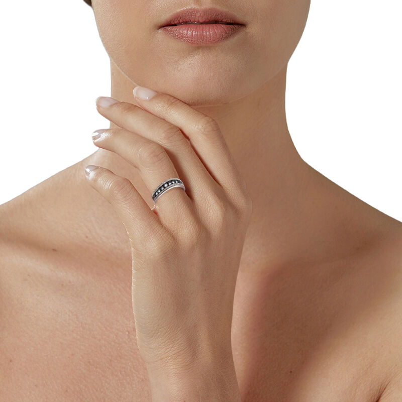 Bague en or gris et rhodié, aigues marines et diamants