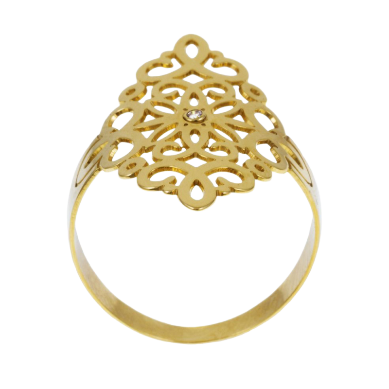 Bague en or jaune ajouré et oxyde de zirconium