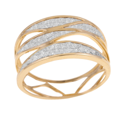 Bague en or jaune rhodié et diamants