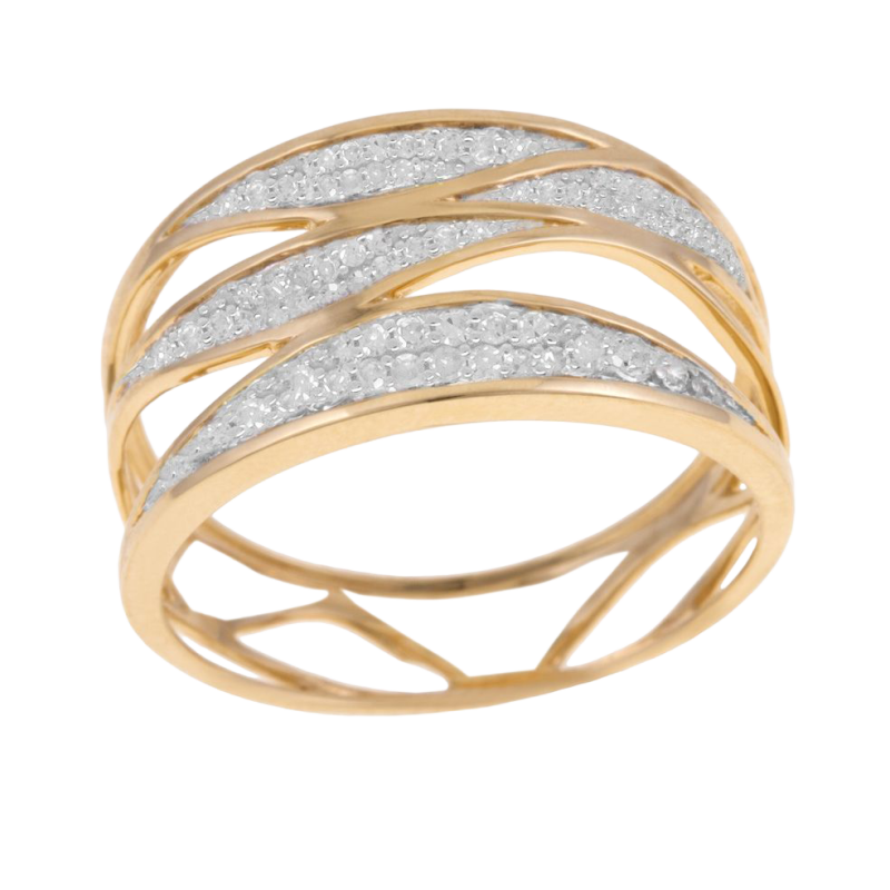 Bague en or jaune rhodié et diamants