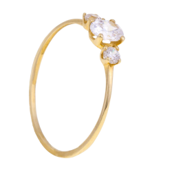 Bague en or jaune, oxydes de zirconium